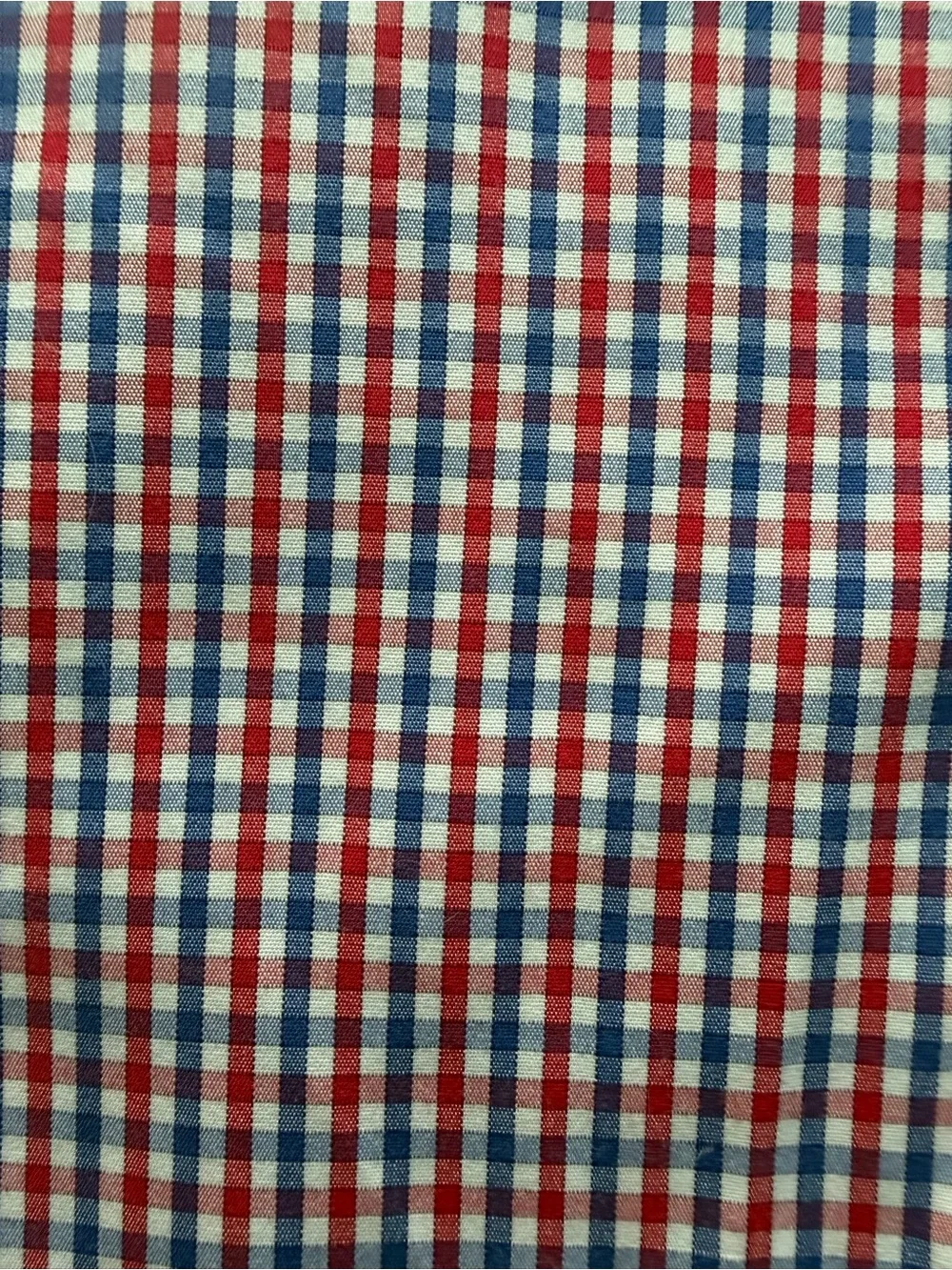 Thompson Shirtings by J.Crew 80's 2-Ply Red Navy Gingham Check Shirt Sz Lrg.